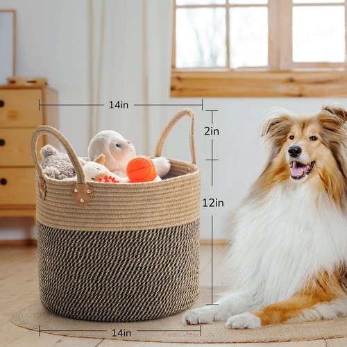 Wicker Laundry Basket With Handles, Storage Baskets for Decor, Rope Basket fo... - Picture 5 of 8