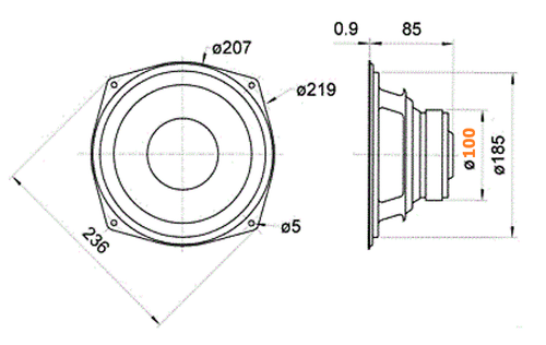 Kores Audio KMJ-28 Woofer 8" Pollici 20/22 Cm 8 Ohm 300W Compatibile JBL/VISATON - Foto 2 di 11