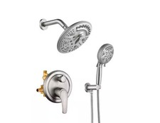 FORCLOVER 6-Spray Shower Hand Faucet 1.8 GPM with 8 in. Round Waterfall- BN