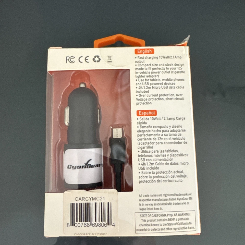 CyonGear™ Universal High Powered 10Watt / 2.1A Dual USB iPhone Car Charger - Image 2 of 2