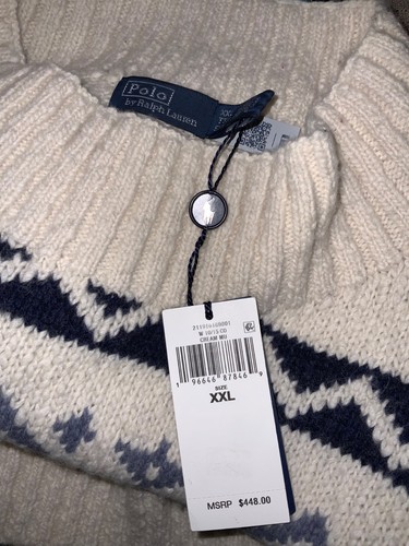 POLO RALPH LAUREN WOOL FAIR ISLE MOCK TURTLENECK SWEATER Sz XXL women’s NWT$448 - Picture 6 of 6