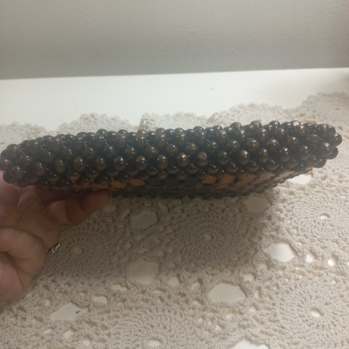 Rafiki Foundation Wood Beaded Zip Top Clutch Purse Boho Natural Bag Africa - Picture 5 of 11