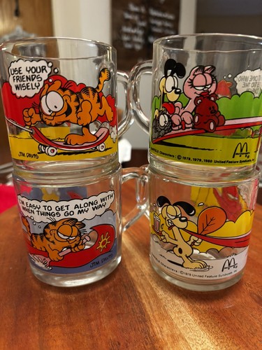 Vintage Set of 4 Garfield Glass Coffee Mug Cups made in 1978 from McDonalds - Bild 2 von 6