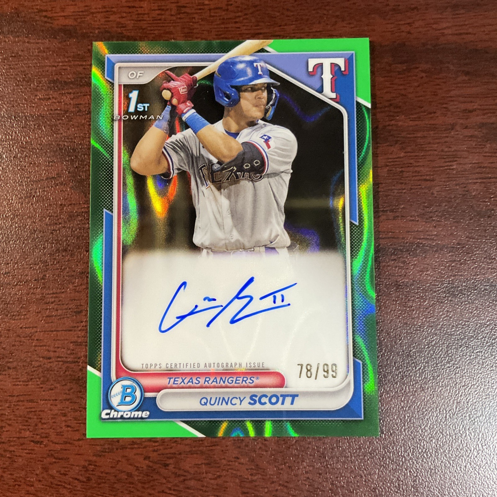 QUINCY SCOTT 2024 BOWMAN CHROME GREEN 1ST AUTO SP  /99
