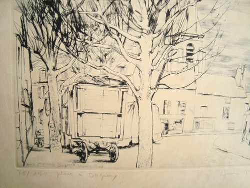 Grafica artistica Saint-Germain Bageux André Jacquemin (1904-1992) acquaforte 1948 - Foto 2 di 3