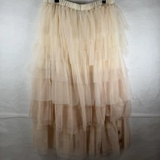 Tulle Layered Maxi Skirt Cream Peach Ombré  Wicked Glinda Fairycore Sz XXL