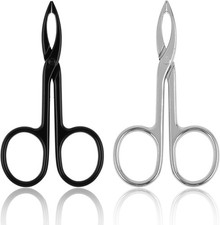 2 Pieces Eyebrow Scissor Handle Tweezer Pluer Straight Tip Brow