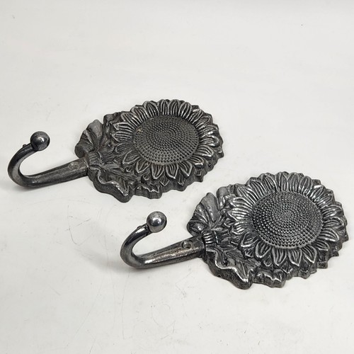 Vintage Sonnenblumen Haken Paar Handtuch Mantel Hut Aufhänger Cottagecore Aluminium 6 x 3,2 - Bild 2 von 8