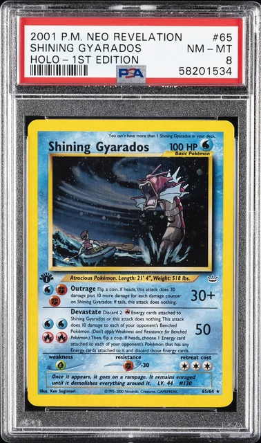 2001 POKEMON NEO REVELATION 1ST EDITION #65 SHINING GYARADOS-HOLO PSA 8