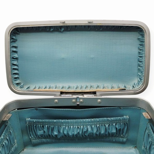 Vintage Samsonite Aqua Blue Train Case Hard Shell Vanity Makeup Travel - Picture 9 of 20