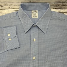 Brooks Brothers Dress Shirt Mens 16.5 2/3 Blue Check Regent Non-Iron Button-Up