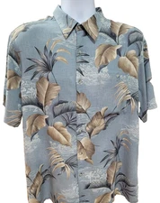 Croft & Barrow Tropical Shirt Mens Large Hawaiian Short Sleeve Button Up-READ