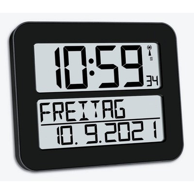 TFA  digitale Funkwanduhr 60.4512.01 schwarz Kunststoff 25,8 x 21,2 cm