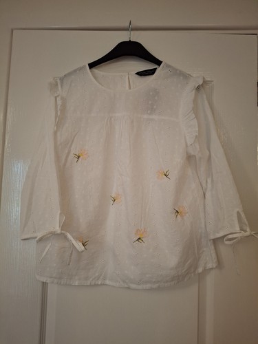 Dorothy Perkins White Broderie Embroidered Blouse Size 16 New With Tag