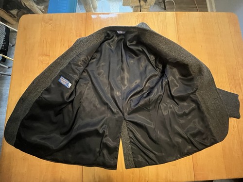 VTG Pendleton Western Tweed Wool Blazer Black Suede Elbow Patches Men Size 46 L - Picture 14 of 24