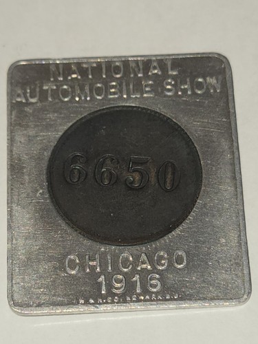 Seltenes 1916 NATIONAL AUTOMOBILE SHOW CHICAGO Metall Ticket hergestellt von Whitehead Hoag - Bild 4 von 4