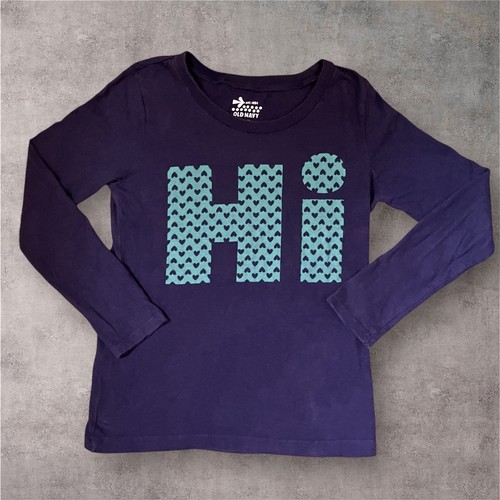 Old Navy Girl’s Hi-Bye Graphic Shirt Size M (8) Blue Green Yellow Long Sleeve - Picture 2 of 6