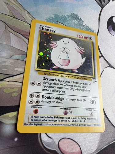 Pokémon TCG Chansey 3/130 - Base Set 2 -  Holo Rare Vintage 1999 WOTC - Picture 5 of 8