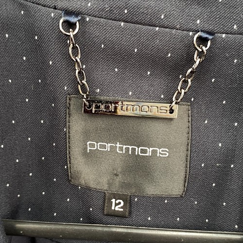 Portmans Womens Size 12 Blazer Jacket Navy White Mini Polka Dot Lined Pockets - Picture 3 of 9