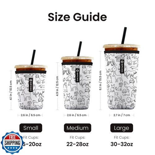 SIPCHIC Eiskaffee Sleeve - Neopren Mehrweg Becherhüllen für Getränke, Insula - Bild 3 von 5