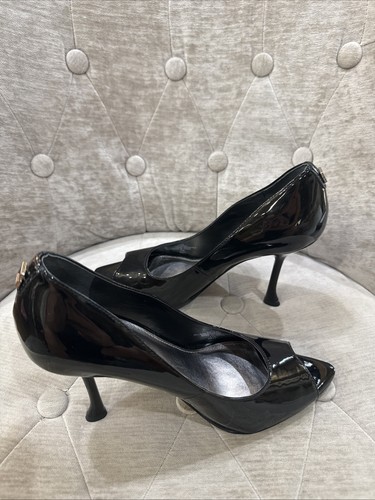 Guess Jaane schwarze Lack-Peeptoe-Heels Damengröße 7,5 neu - Bild 9 von 12