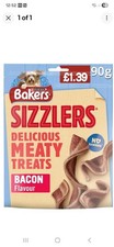 BAKERS SIZZLERS meaty dog  treats bacon delicious pet food 6 x 90gm 19.17 per kilo