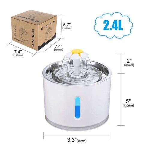 Cat Drinking Water Fountain Pet Dog Electric Automatic Bowl with Filter 2.4L LED - Bild 3 von 11