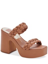 DOLCE VITA Womens Brown 1-1/2" Platform Wiley Block Heel Slip On Heeled Sandal 9