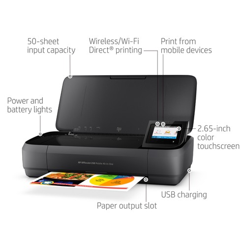 HP OfficeJet 250 Mobiler All-in-One Drucker | Mobiles Drucken, Scannen, Kopieren | CZ992A - Bild 6 von 10