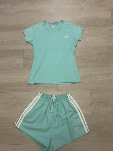 Vintage 80s Adidas Top & Bottom 2 Piece Set Shirt/Shorts Women’s Size S/M - Picture 2 of 9