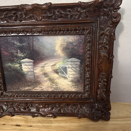 thomas kinkade autumn gate accent print Ornate Frame 11x8.5” - Picture 3 of 5