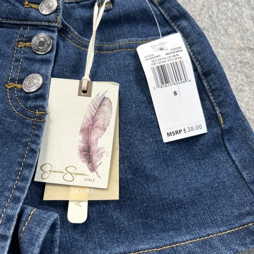 NWT Jessica Simpson Kiera Skort Girl's 8 Medium Wash Denim Jean - Picture 2 of 10