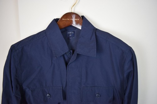 J Crew Jacket Mens Small S Navy Cotton Nylon Utility Chore Shirt Pockets - Picture 1 of 3