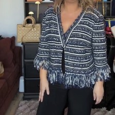 St. John Blue Jacket Women  s XL 1,495 NWT Made In USA