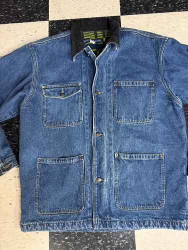 Vintage Bugle Boy Fleece Blanket Lined Denim Chore Jean Jacket Men's Sz L - Picture 4 of 10