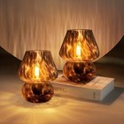 ONEWISH Mushroom Lamp Small Vintage Table Lamp for Bedroom Set of 2, Nightsta...