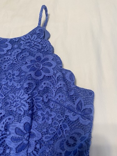 Beautiful Periwinkle BCX Dress Floral Lace Lined scalloped Juniors Size 7 - Picture 5 of 18