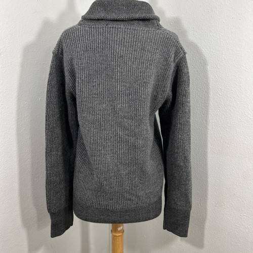 Relwen Sweater Mens S Gray Shawl Collar Ribbed Knit Preppy Classic Layer - Picture 3 of 13