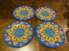 Citrus Grove Melamine Mandala Design 11” Vibrant Blue Dinner Plates Set of 4