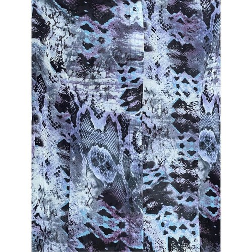 CABI | WOMENS SEMI-SHEER REPTILE PRINT BUTTON DOWN BLOUSE TOP BLUE GRAY PURPLE M - Bild 3 von 8