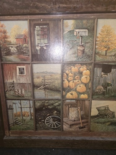 Vintage rustikale gerahmte 12 Tafeln Scheibe Bild Drucke von B Mitchell - Bild 2 von 6