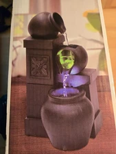 Rustic Vase LED Fountain Electric Color Changing 9.65”x5.12”x4.72” NEW