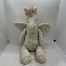 Jellycat Lallagie Winged Unicorn Pegasus Plush 15  White/Pink HtF Retired FLAWS