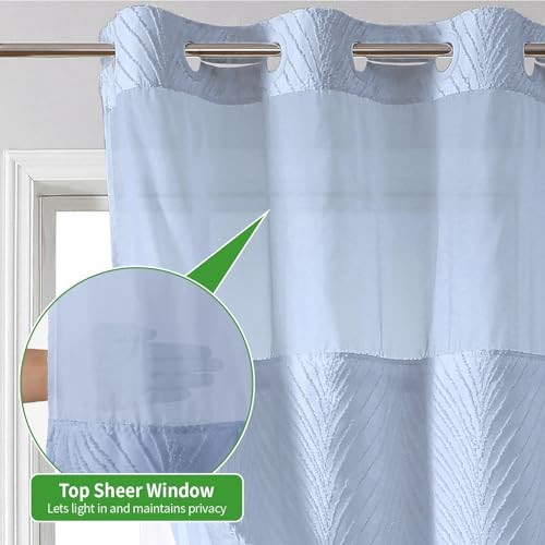 Stall ohne Haken getufteter Duschvorhang mit Druckknopf 36" B x 74" L (1er Pack) Frostblau - Bild 5 von 8