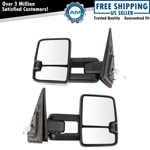 Towing Mirror Upgrade Power Folding Heated Turn Spotlight Chrome Pair for Tundra