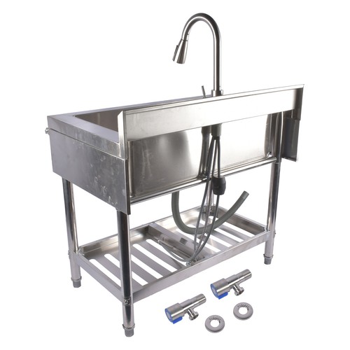 35.4'' / 39.3'' Commercial Single Bowl Kitchen Sink Stainless Steel Utility Sink - Picture 42 of 48