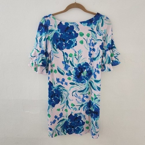 Lilly Pulitzer Lula Watercolor Floral Ruffle Sleeve Shift Dress Womens Small - Foto 5 di 8