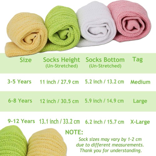 Kids Cotton Knee High Slouch Socks – 3 Pairs, Ages 3-15 | Soft, Breathable & Ela - Picture 7 of 31