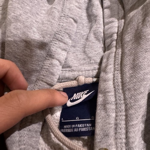 Nike Sweater Mens Large Gray Hoodie Sweatshirt Club Fleece Pullover Swoosh - Picture 7 of 11