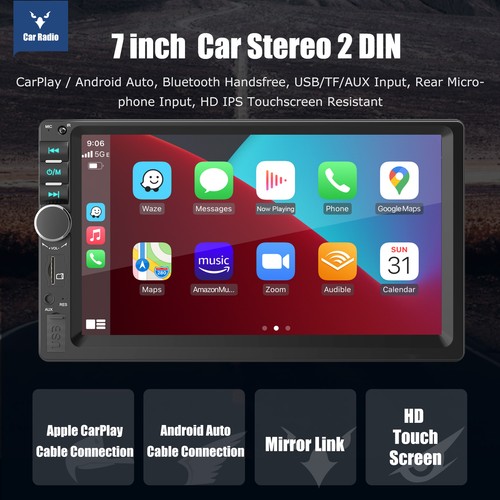 Doble 2 DIN 7" Autoradio con CarPlay Android Auto Bluetooth USB y Control Remoto - Imagen 2 de 20